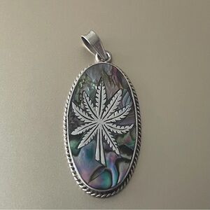 Sterling Abalone Cannabis Pendant.